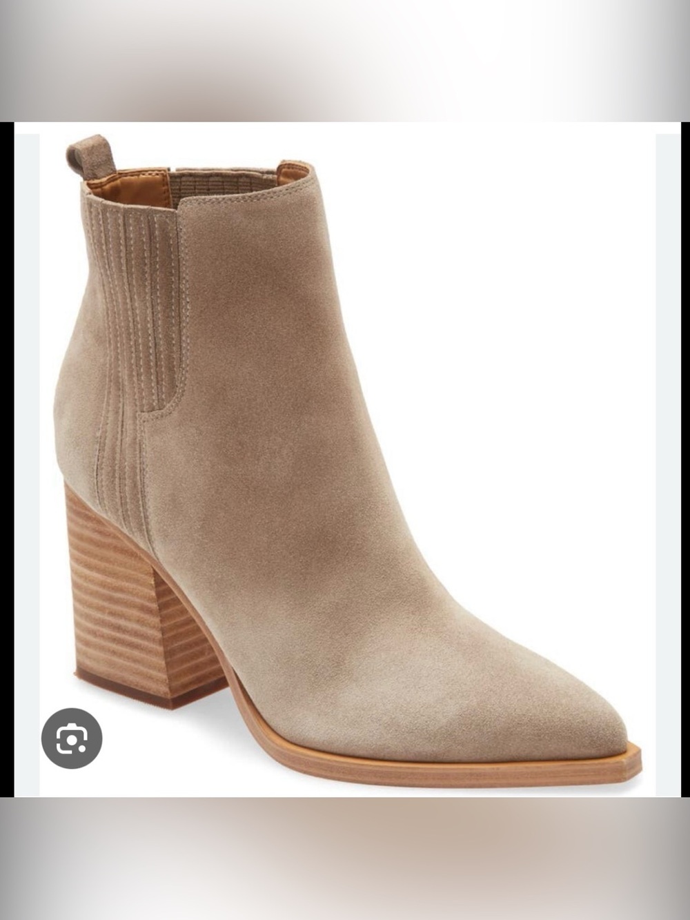 Marc Fisher LTD Oshay Suede Ankle Boots Size 8.5 Taupe Block Heel Western